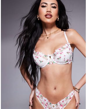 Boux Avenue Blossom Garden embroidered balconette in white