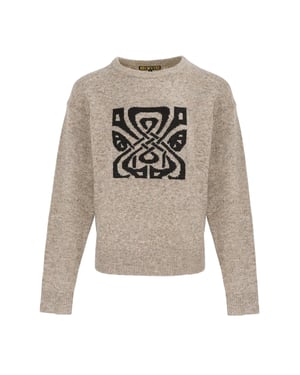 Biba Jacquard feesttrui voor dames (Beige/Zwart)