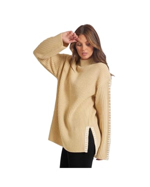 Be You Damestrui met contrasterende stiksels (Beige)