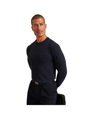 Ted Baker Heren Gebreide Crew Neck Trui (Marineblauw)