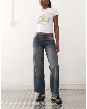 Motel low rise parallel jeans in steel blue
