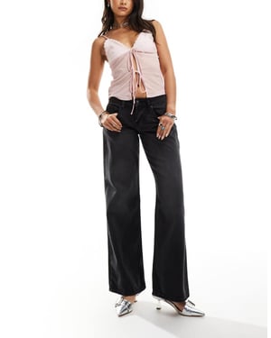 Motel low rise parallel jeans in washed black grey