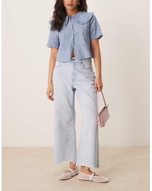 Abercrombie & Fitch curve love high rise crop wide leg jeans in bleach