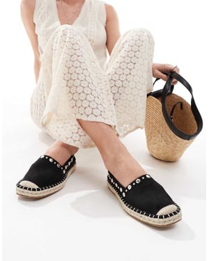 ASOS DESIGN Jeanie closed toe studded espadrilles in black