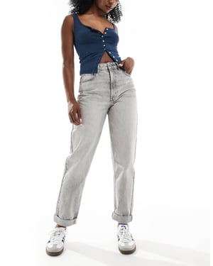 ASOS DESIGN high rise relaxed mom jeans in grey