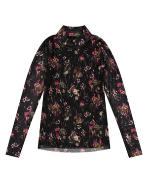 Ted Baker Dames Bloemen Hoge Hals Top (Zwart)