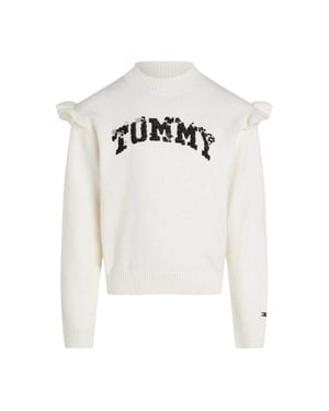 Tommy Hilfiger Gebreide trui met logo voor meisjes (Ivoor)