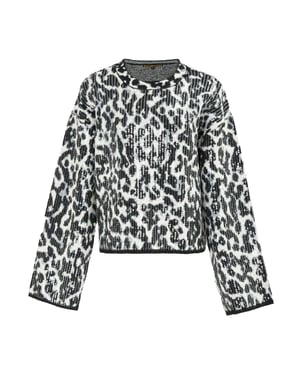 Biba Dames Leopardprint Trui (Zwart/Grijs)