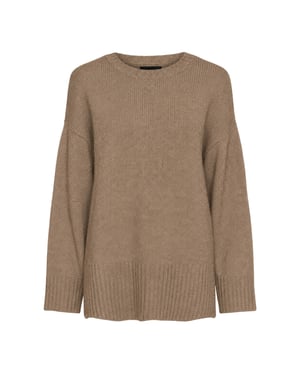 Pieces Unisex Ontspannen Trui met Drop Shoulder voor volwassenen (Fossiel)