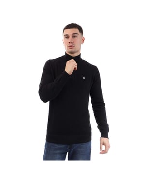 Weekend Offender Mens Paraguay stickad tröja med kvarts dragkedja (Svart)