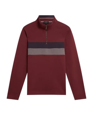 Ted Baker Heren Quarter Zip Fleece Top (Ossenbloed)