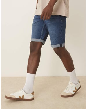 Calvin Klein Jeans slim turn up denim shorts in dark wash