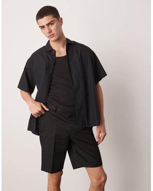 ASOS DESIGN smart straight leg shorts in black