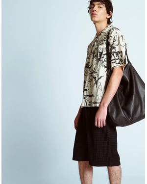 Topman textured grid check short co-ord in black