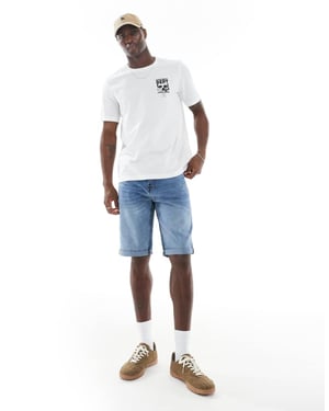 French Connection classic denim shorts in light wash blue