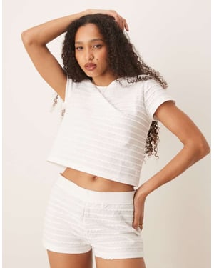 ASOS DESIGN scallop pointelle tee & short pyjama set in white