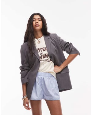 Topshop co ord stripe boxer short in blue