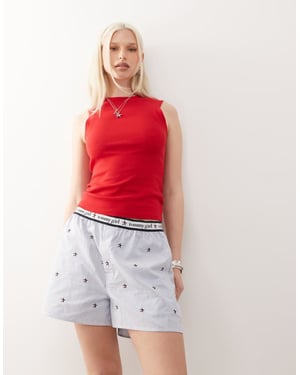 Tommy Jeans tommy girl embroidered boxer shorts in light blue