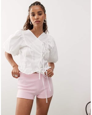Reclaimed Vintage jersey micro short co-ord in light pink