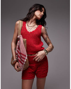 Topshop knitted co-ord stitchy short in red