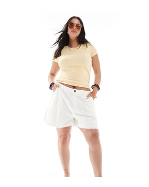 ASOS DESIGN Curve washed a line shorts in cream