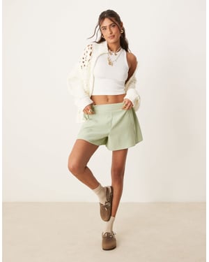 ASOS DESIGN tailored linen look boxer shorts in pistachio