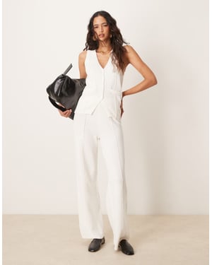 ASOS DESIGN knitted wide leg trouser co-ord in white