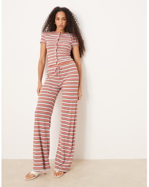 ASOS DESIGN wide leg trouser co-ord in pink stripe