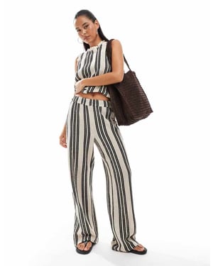 Object open knit wide leg trouser co-ord in monochrome stripe