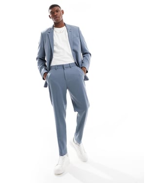 ASOS DESIGN tapered suit trousers in blue twill
