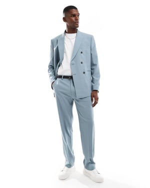 ASOS DESIGN straight suit trousers in light blue