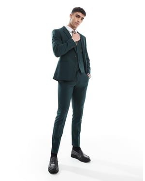 ASOS DESIGN skinny suit trousers in dark green