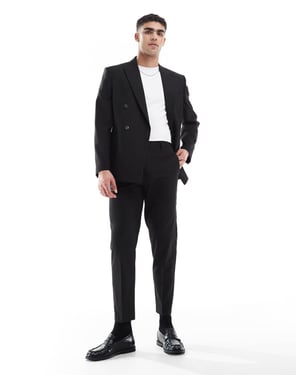 ASOS DESIGN tapered suit trousers in black