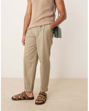 ASOS DESIGN smart oversized tapered cotton chino trousers in khaki