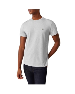 Lacoste Heren Logo Premium Katoenen T-Shirt (Lichtgrijs)