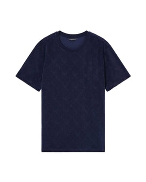 Emporio Armani EA7 Heren Diamond Jacquard T-Shirt (Marine)