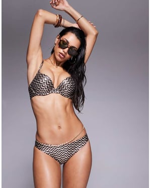 Boux Avenue chevron print brazilian bikini bottom in multi