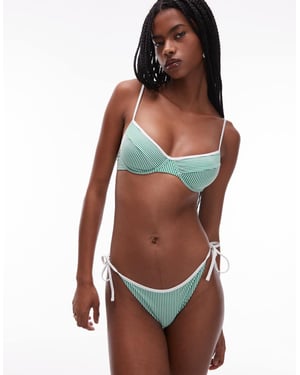 Tommy Hilfiger string bikini bottoms in green and white stripe
