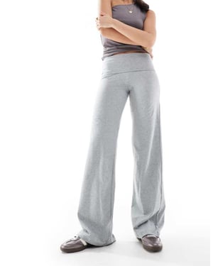Cotton On 90s bella straight leg trousers in grey marle