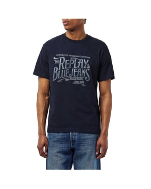 Replay Heren Blauw Jeans T-shirt (Marine)