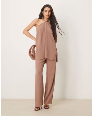 ASOS DESIGN tailored straight leg trousers co-ord in mocha