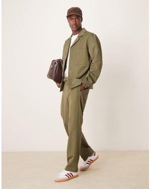 ASOS DESIGN tailored co-ord straight trousers in dark green with elasticated waist