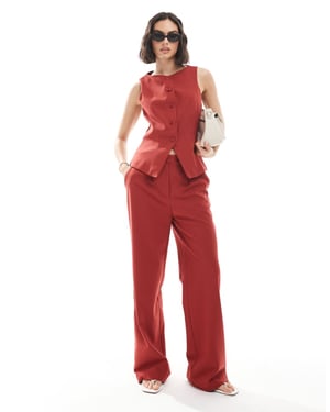 Miss Selfridge tailored straight leg trouser co-ord in cherry red