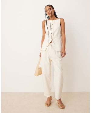 Nobody's Child Liam barrel leg tailored trousers co-ord in cream