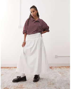 Reclaimed Vintage western midi skirt with tie sides in white poplin