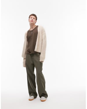 Topman baggy fit chino twill trouser in khaki