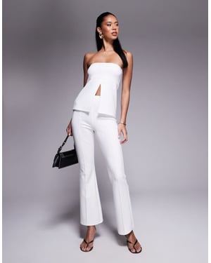 ASOS DESIGN co-ord ponte flare trousers in ivory