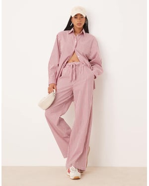 Glamorous pull on poplin trousers in red stripe co-ord
