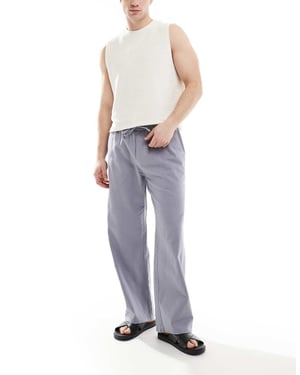 ONLY & SONS loose fit linen mix trouser in washed grey