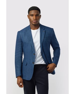Single Breasted Long Sleeve Two Button Tailored Suit Jacket in Blue